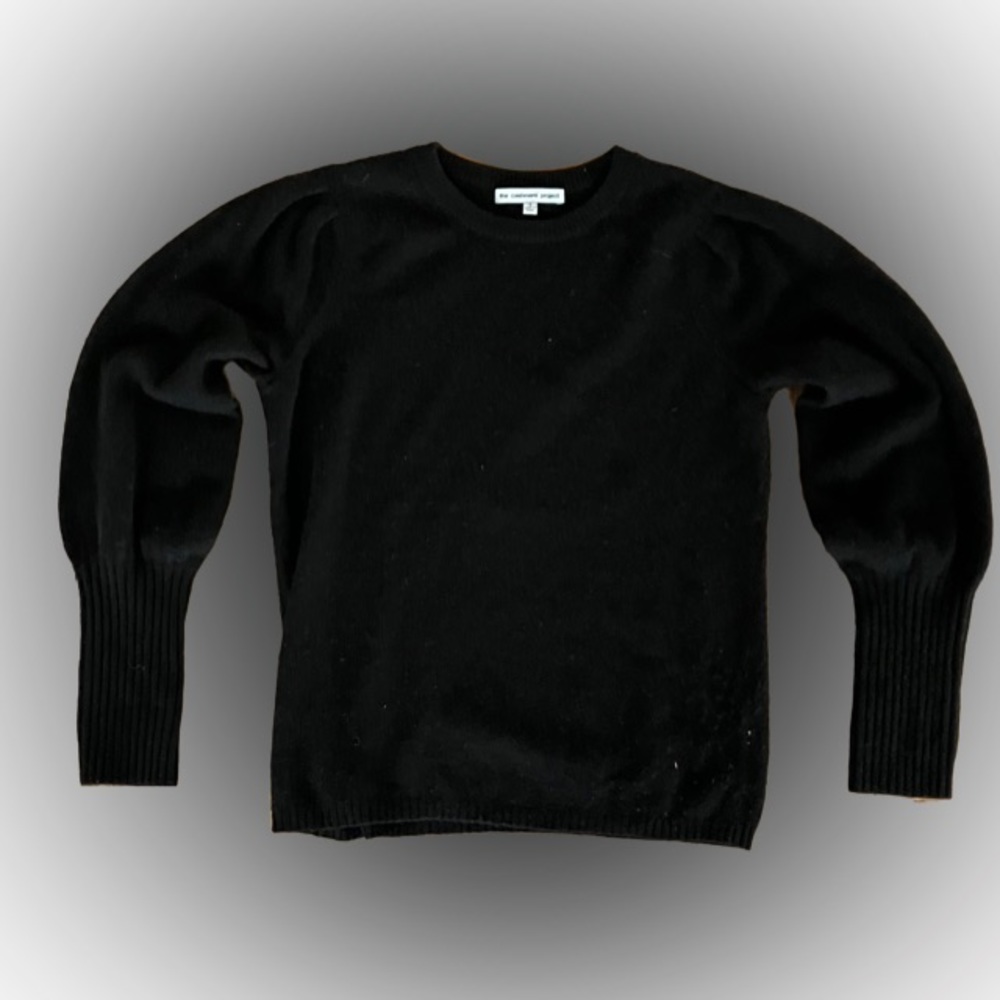 Black 100% Cashmere Sweater S with Puff Bell Sleeves by Cashmere Project